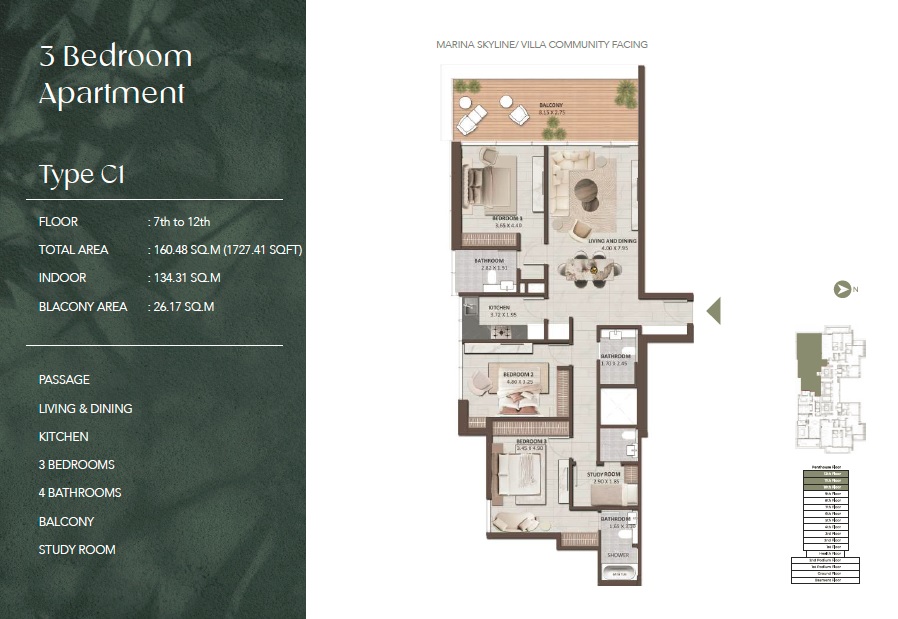 Amaya Residences 3 Beds Layout