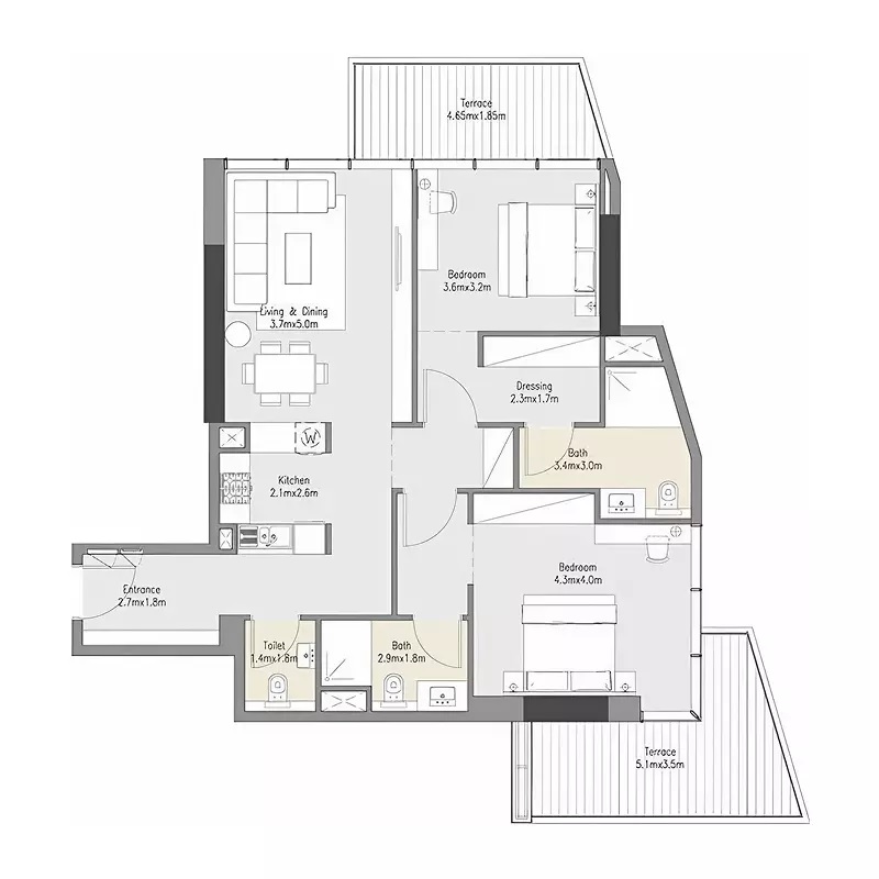 2 Beds 1179 Sq. Ft. Apartment in Amber Zenith