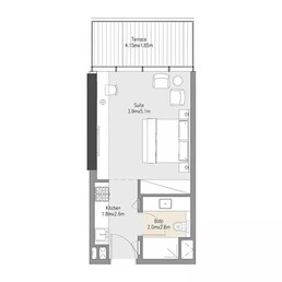671 Sq. Ft. Studio in Amber Zenith
