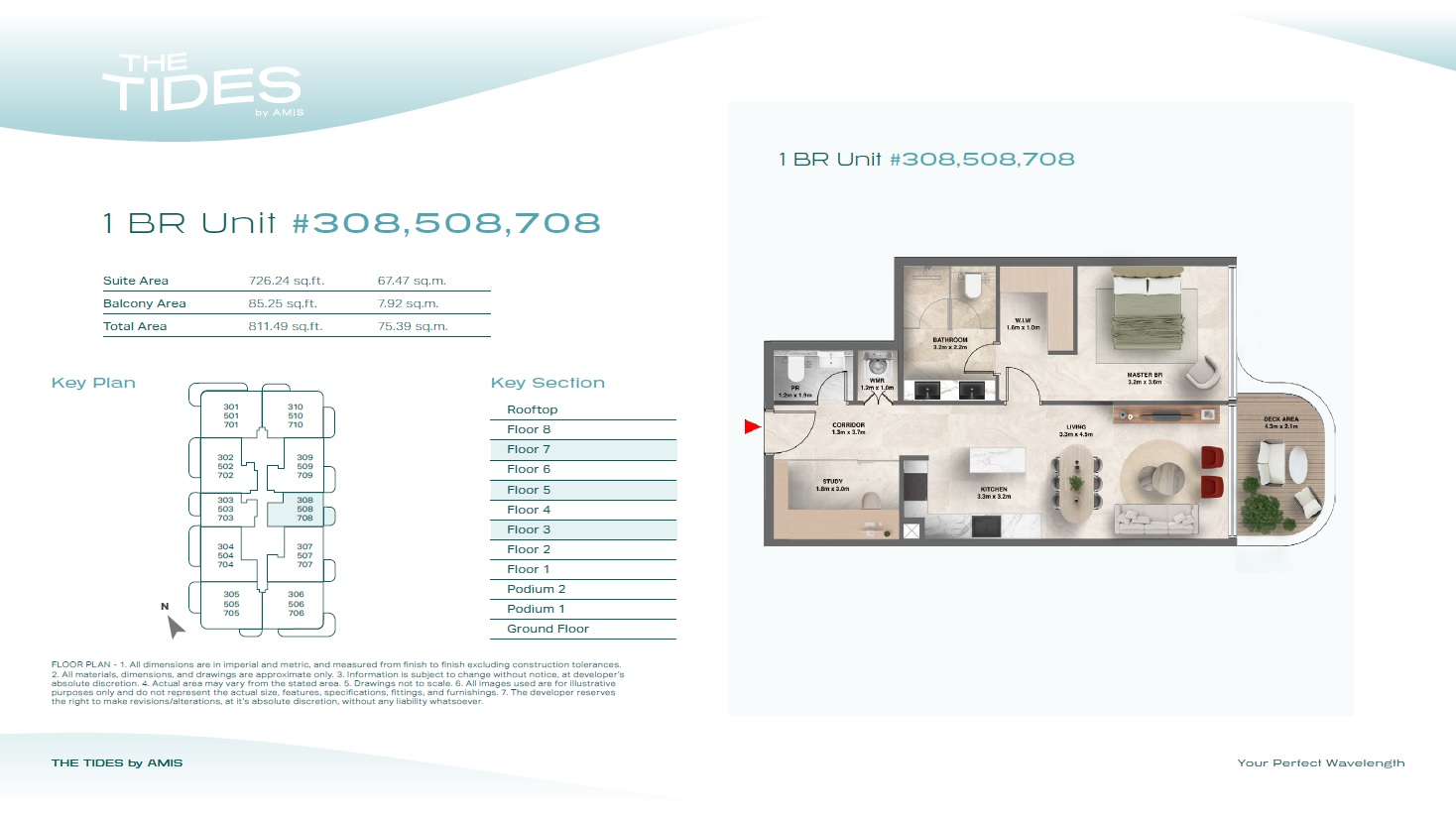AMIS The Tides 1 Bed Layout
