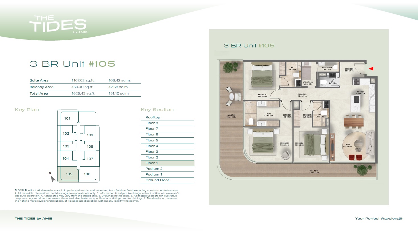AMIS The Tides 3 Beds Layout