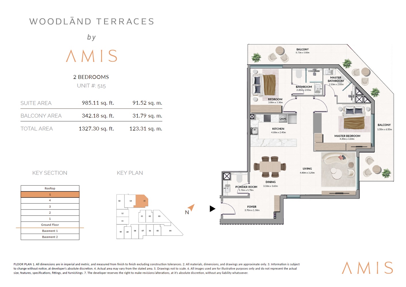 AMIS Woodland Terraces 2 Beds Layout