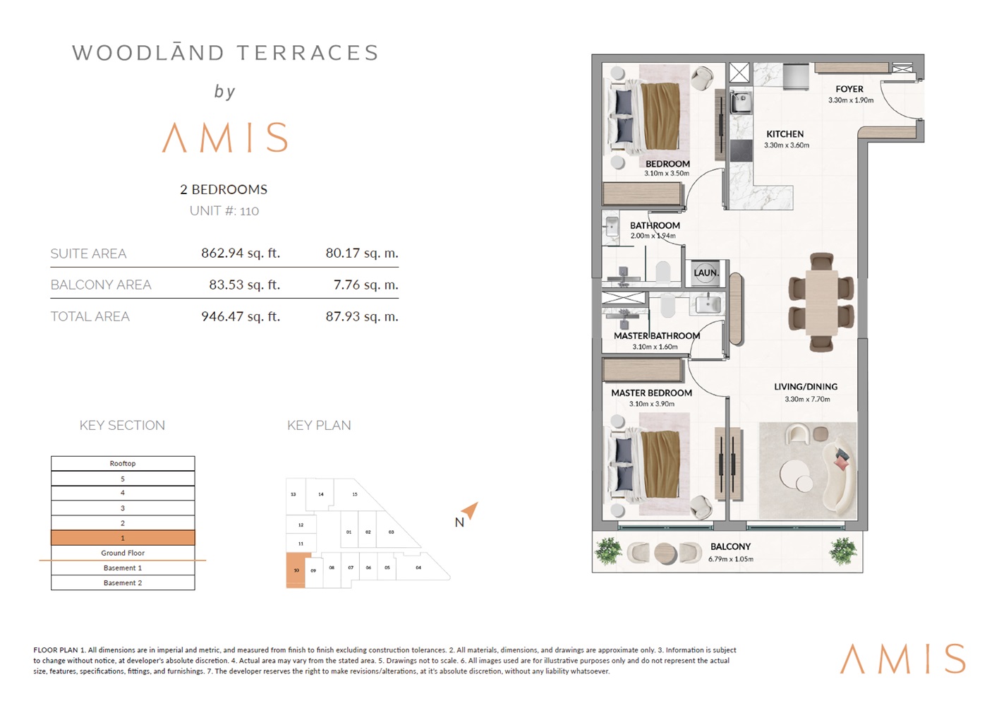 AMIS Woodland Terraces 2 Beds Layout