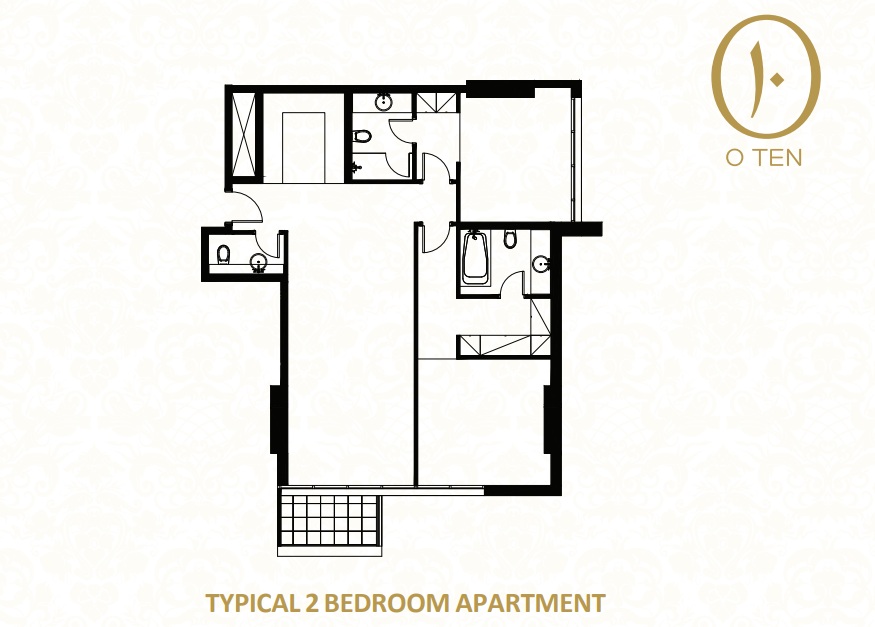 Aqua O Ten 2 Beds Layout