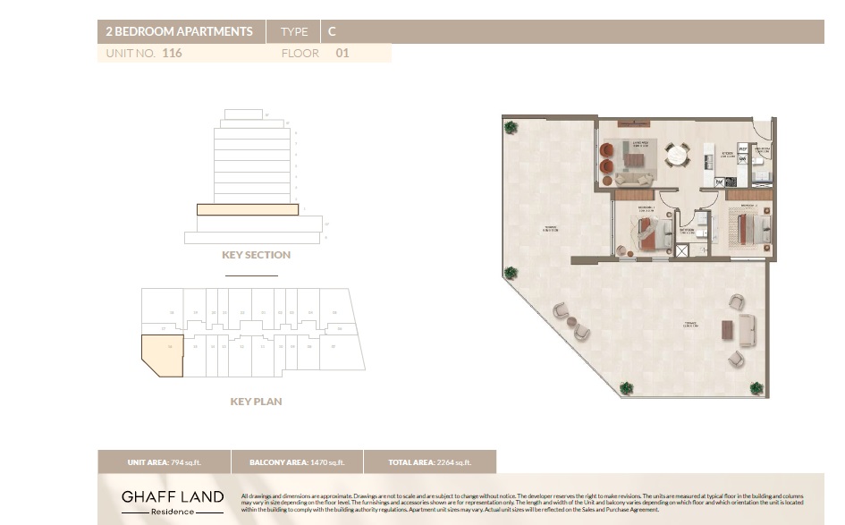 2 Beds 2264 Sq. Ft. Apartment in Arabian Ghaff Land Residence