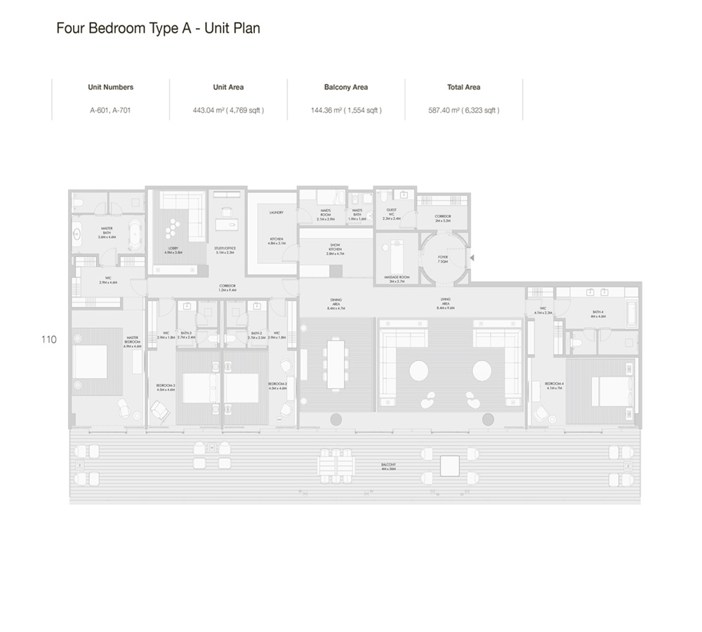 Arada Armani Beach Residences 4 Beds Layout