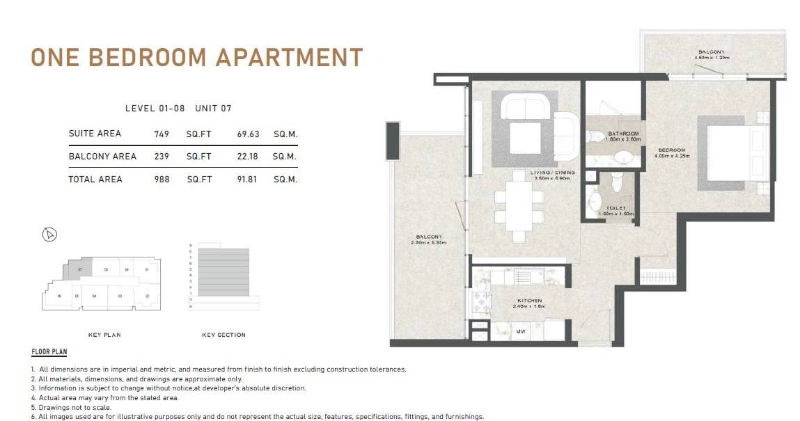 Aras Heights 1 Bed Layout