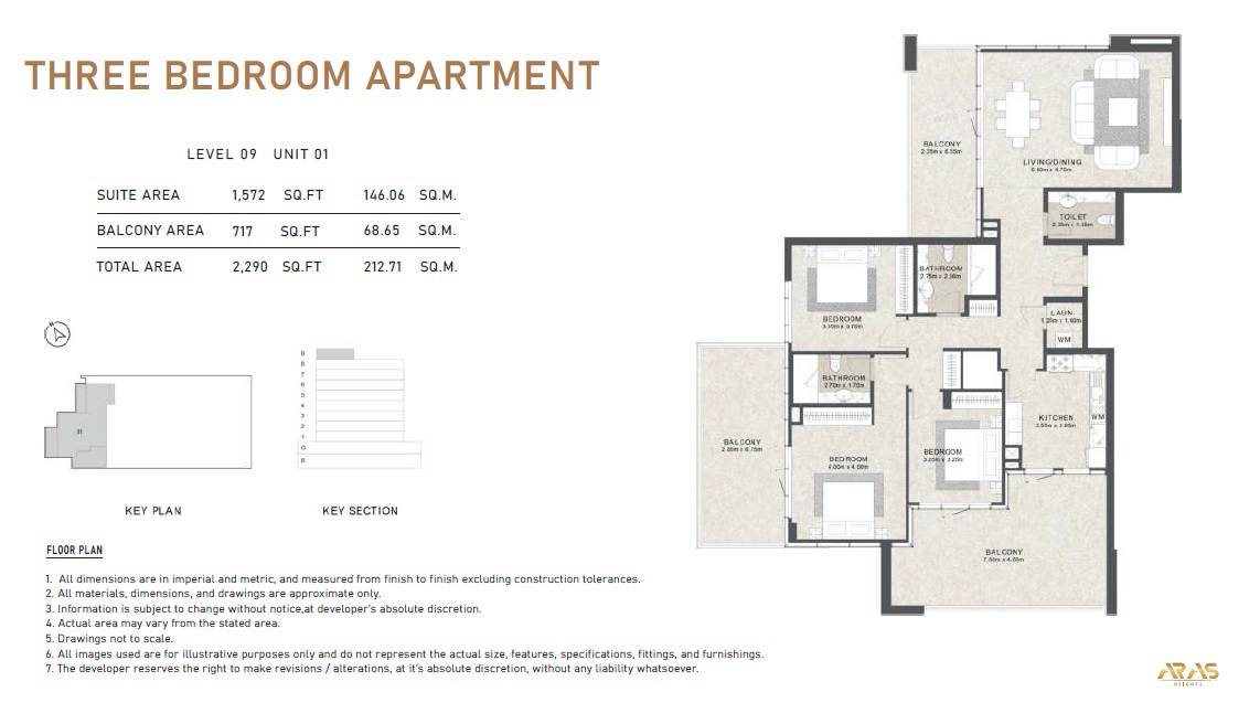Aras Heights 3 Beds Layout