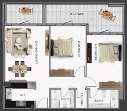 2 Beds 1376 Sq. Ft. Apartment in Aras Residence