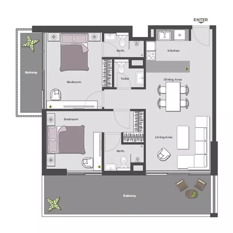 2 Beds 1299 Sq. Ft. Apartment in Arib Collection