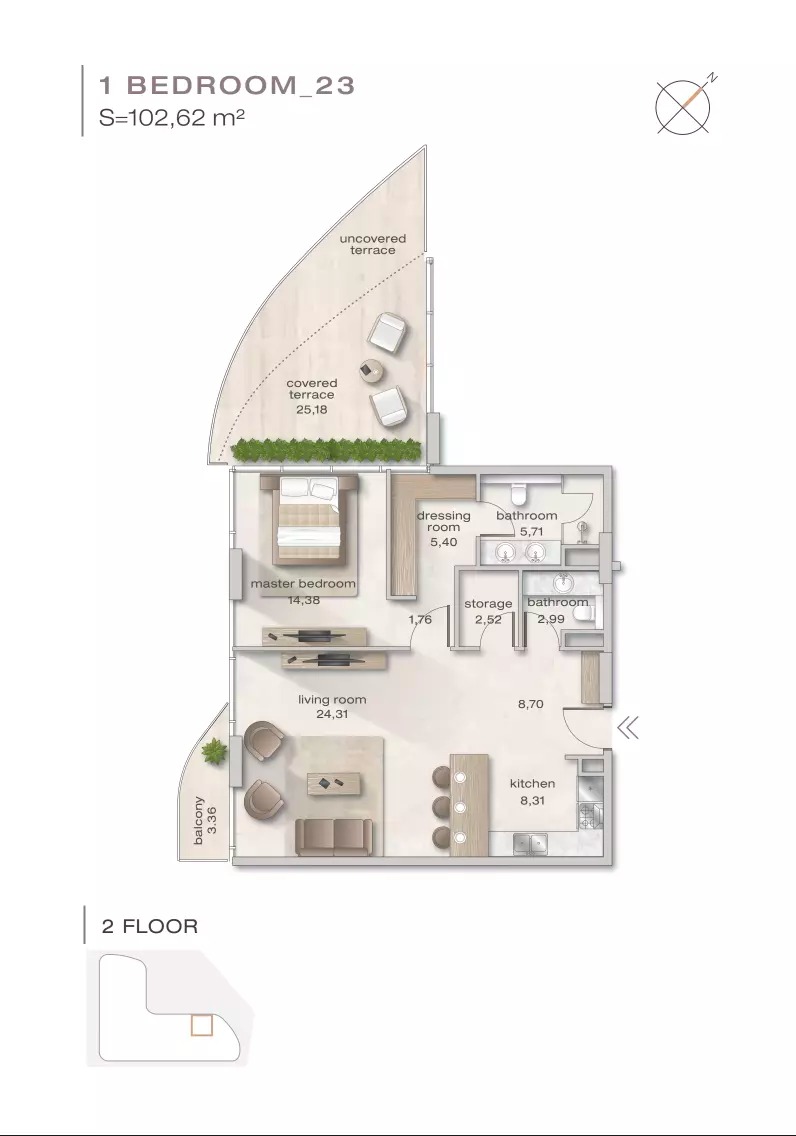 Arsenal Zephyra 1 Bed Layout