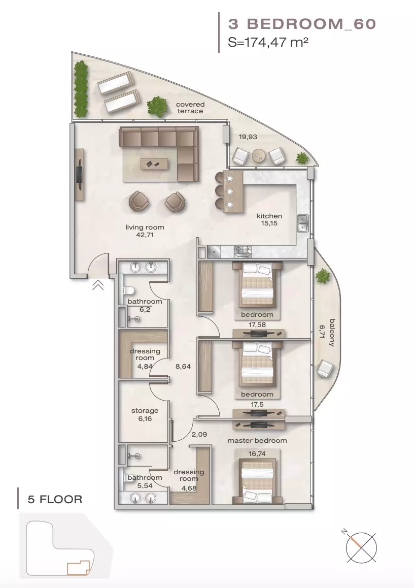 Arsenal Zephyra 3 Beds Layout
