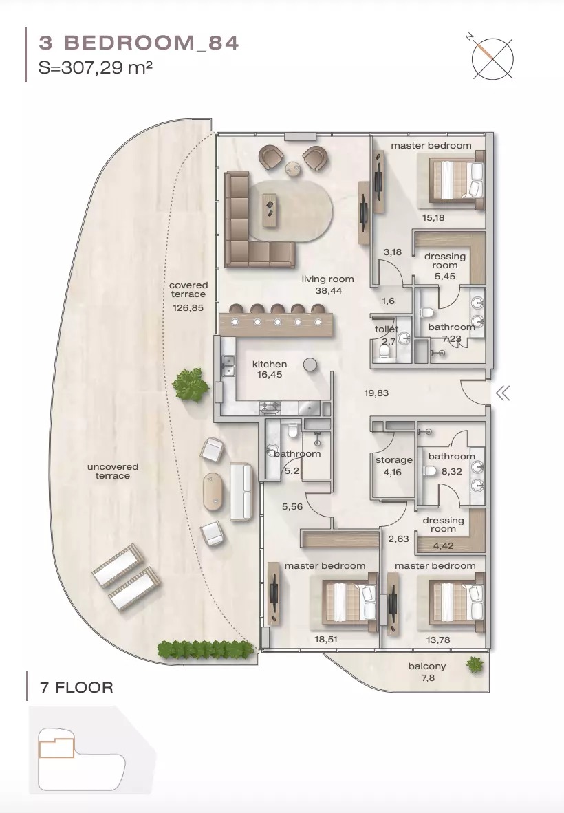 Arsenal Zephyra 3 Beds Layout