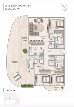 3 Beds 3304 Sq. Ft. Apartment in Arsenal Zephyra