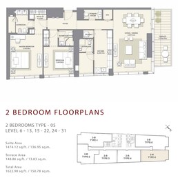 2 Beds 1623 Sq. Ft. Apartment in Artar Mada Residences