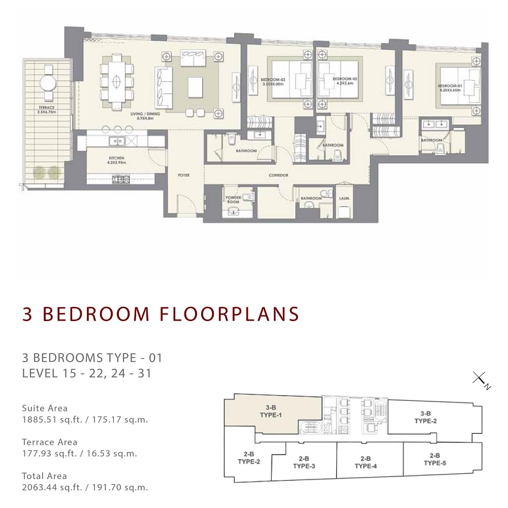 3 Beds 2063 Sq. Ft. Apartment in Artar Mada Residences