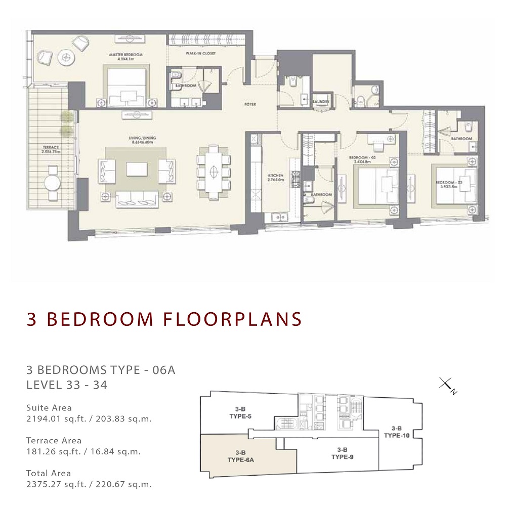 3 Beds 2375 Sq. Ft. Apartment in Artar Mada Residences