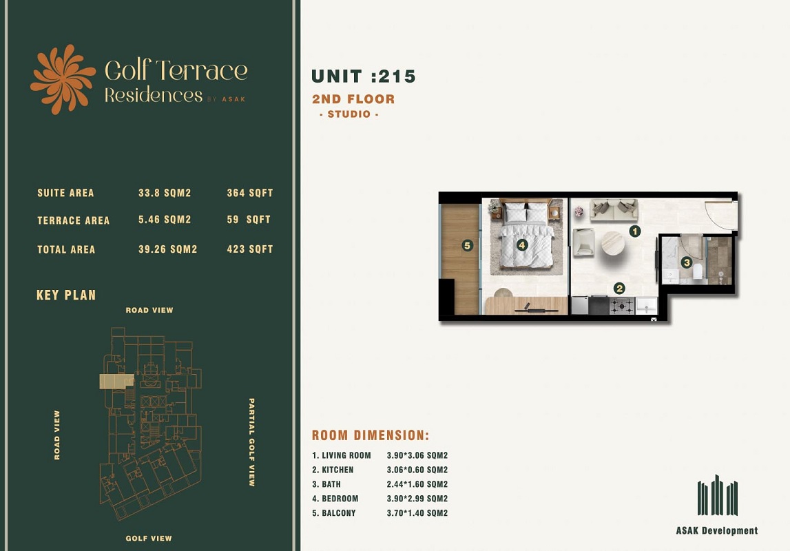 423 Sq. Ft. Studio in ASAK Golf Terrace Residences
