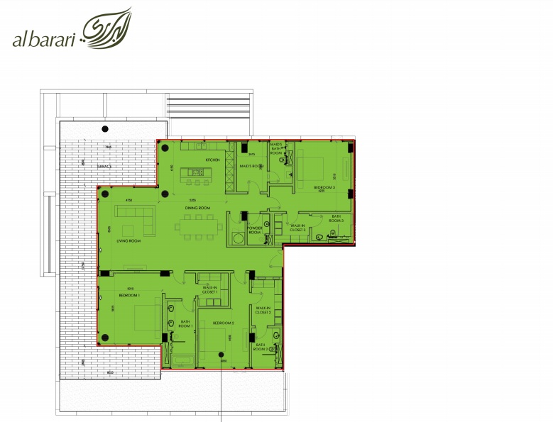 Ashjar at Al Barari 3 Beds Layout