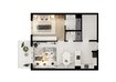 Aurora H Three 1 Bed Layout