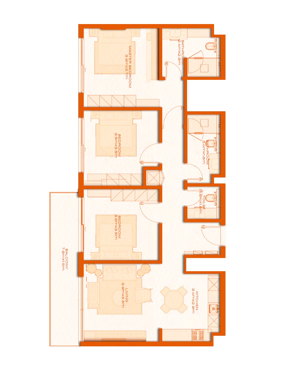 Avenew Avenew 888 3 Beds Layout