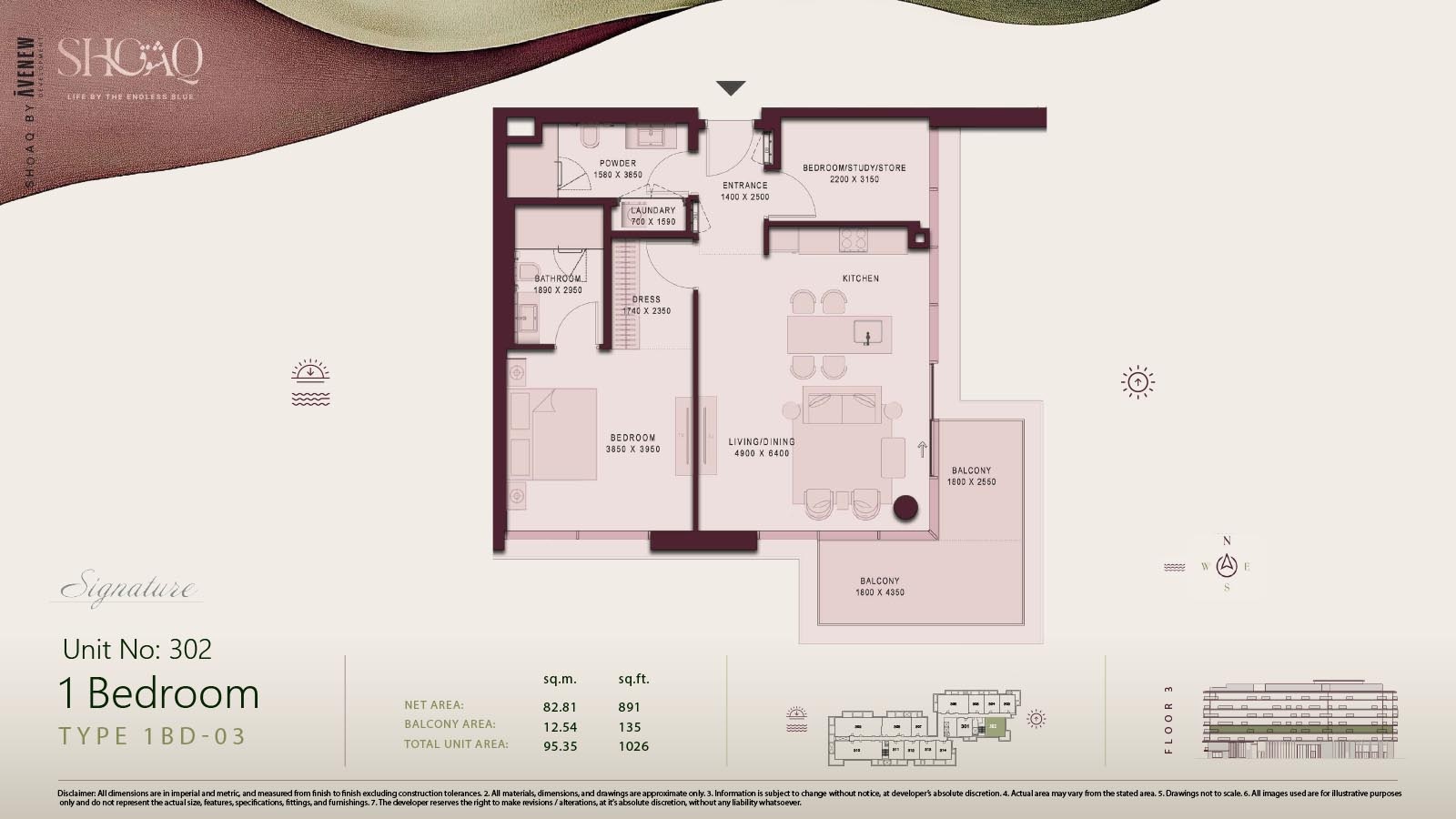 Avenew Shoaq 1 Bed Layout