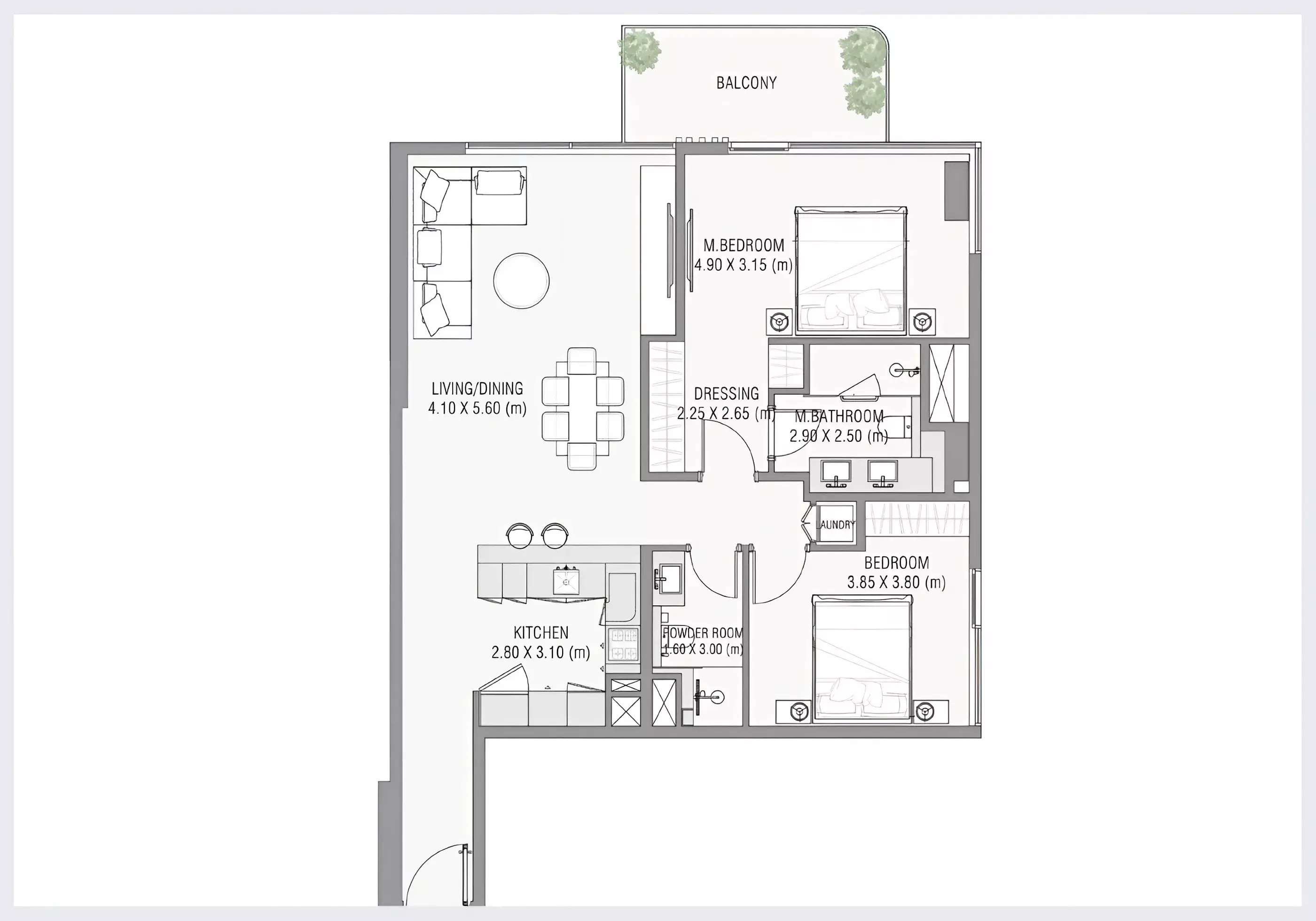 Ayat Ayamore Residence 2 Beds Layout
