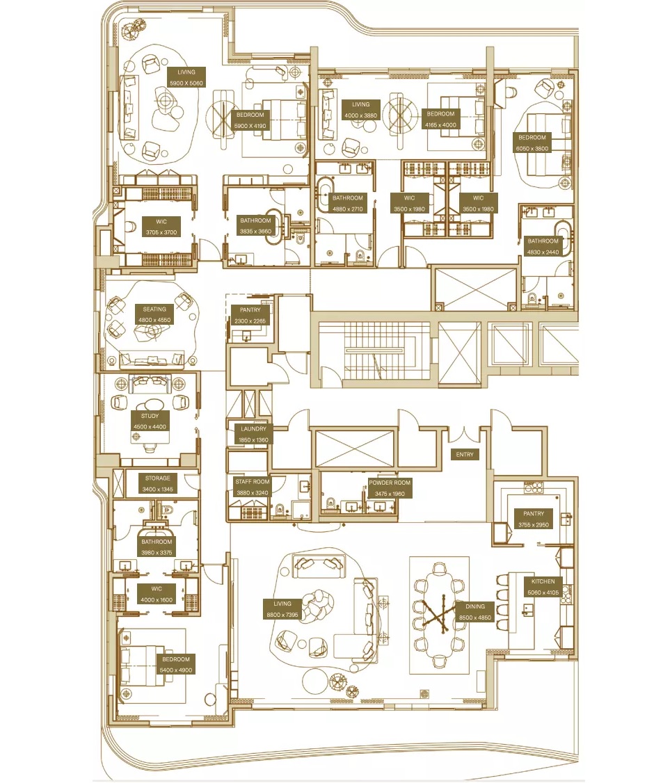 Azha Sofitel Residences 4 Beds Layout