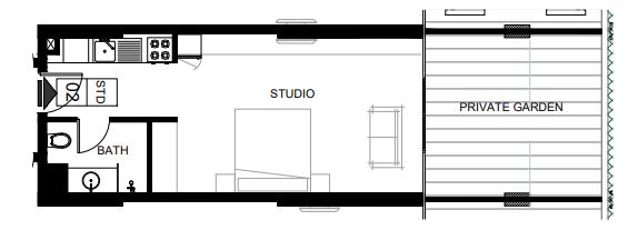 Azizi Aliyah Serviced Apartments Phase 2 Studio Layout