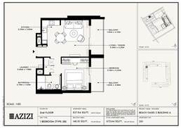 1 Bed 650 Sq. Ft. Apartment in Azizi Beach Oasis 2
