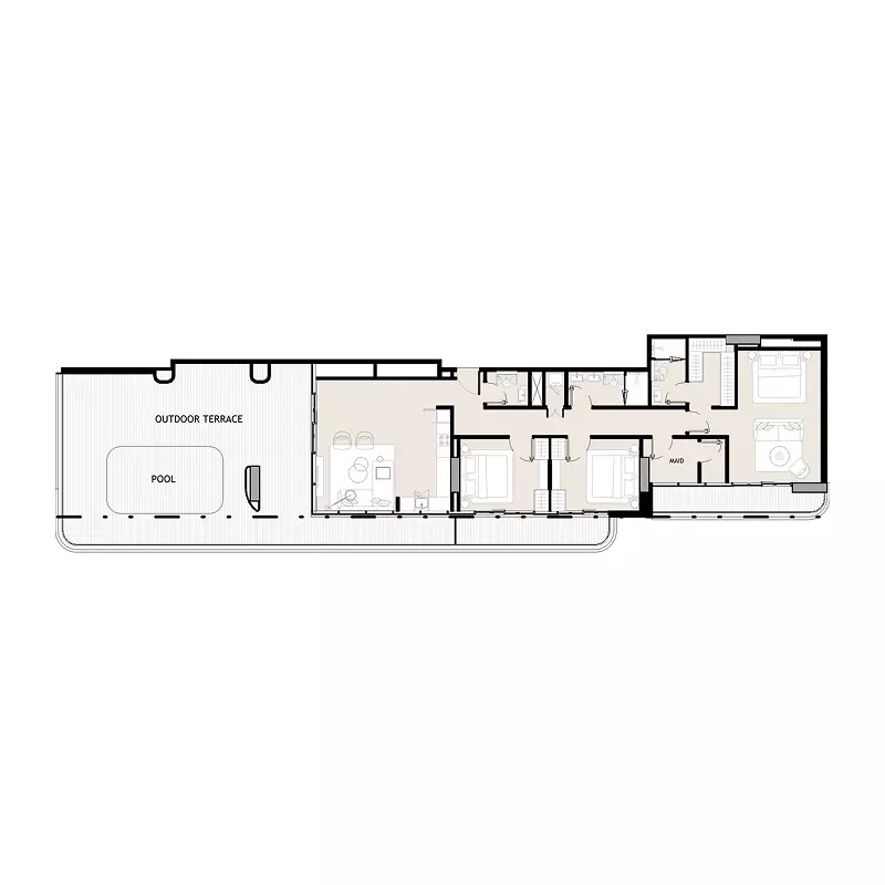 Azizi David 3 Beds Layout