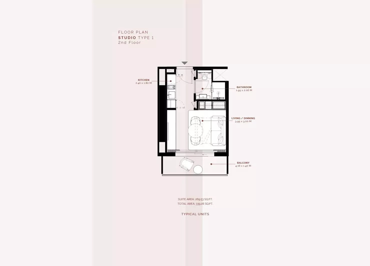 Azizi Milan Heights Studio Layout