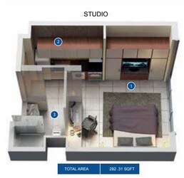 371 Sq. Ft. Studio in Azizi Pearl Apartments