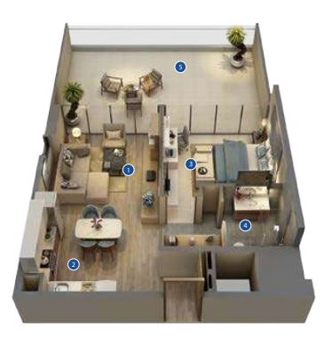 2 Beds 2136 Sq. Ft. Apartment in Azizi Riviera Phase 3