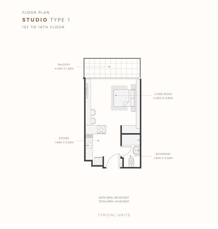 Azizi Riviera Reve Apartments Studio Layout