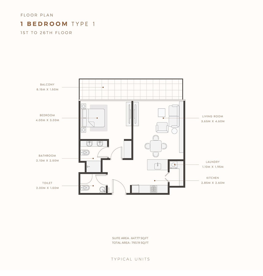 Azizi Riviera Reve Apartments Studio Layout