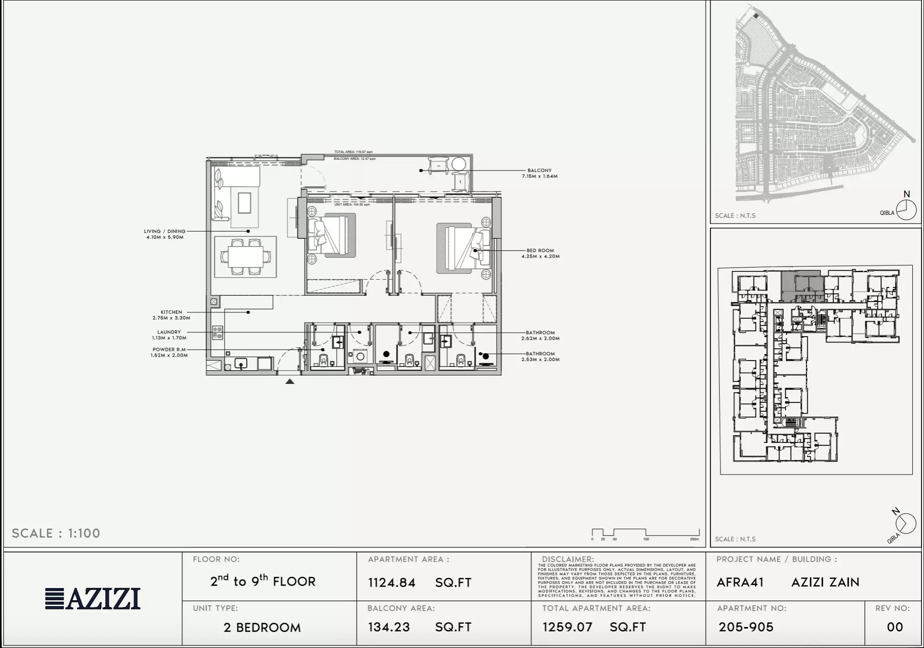 Azizi Zain 2 Beds Layout
