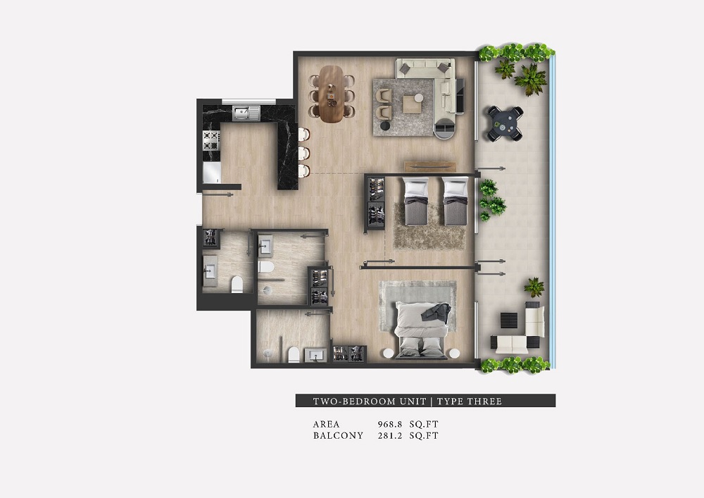 2 Beds 969 Sq. Ft. Apartment in Bam 311 Boulevard