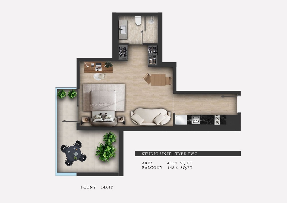 460 Sq. Ft. Studio in Bam 311 Boulevard