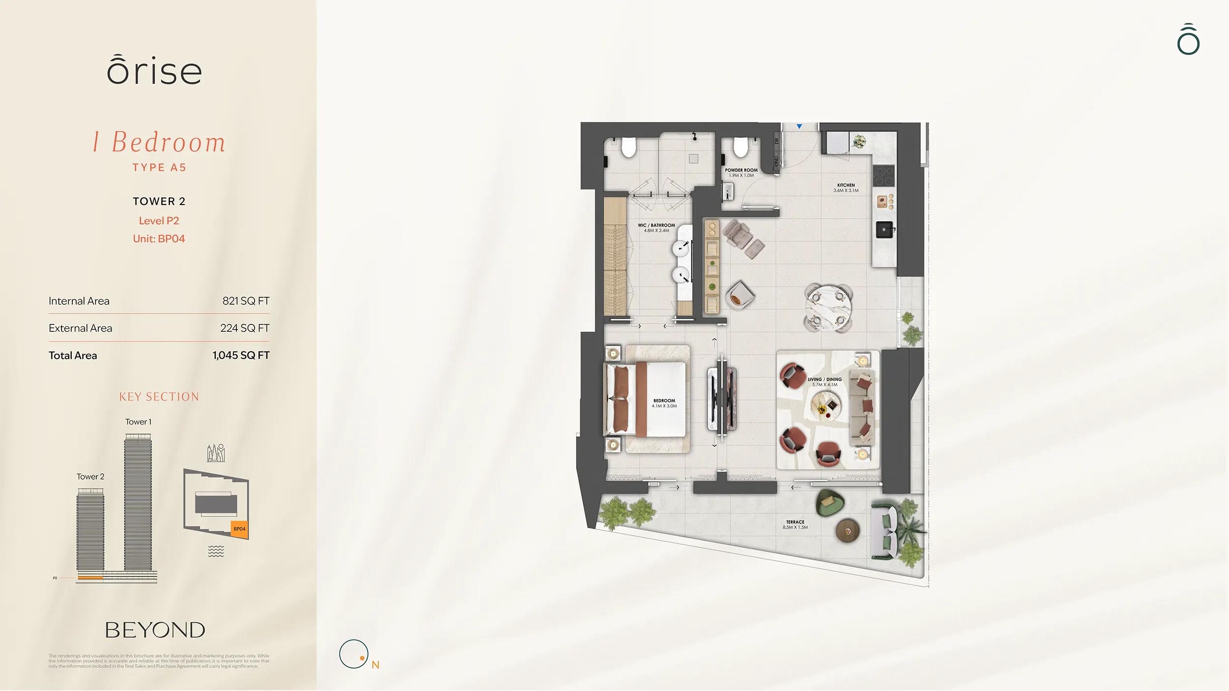 Beyond Orise 1 Bed Layout