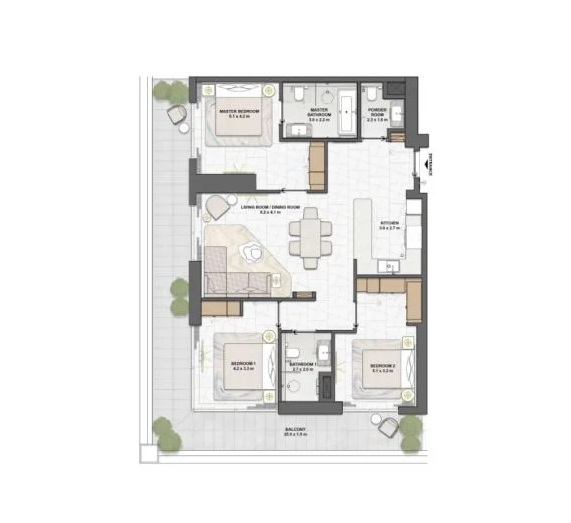 3 Beds 1632 Sq. Ft. Apartment in Beyond Saria