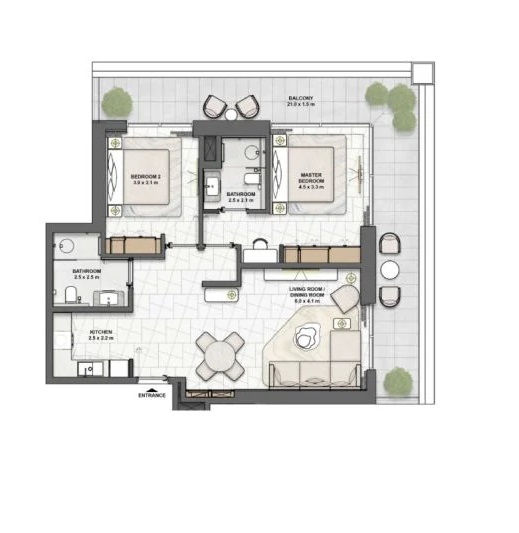 2 Beds 1262 Sq. Ft. Apartment in Beyond Saria