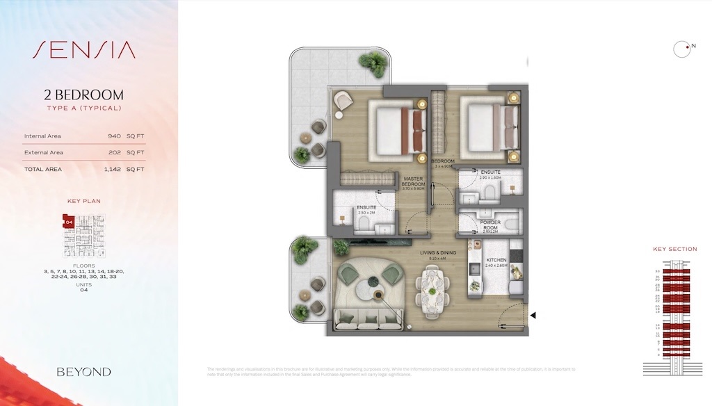 2 Beds 1142 Sq. Ft. Apartment in Beyond Sensia