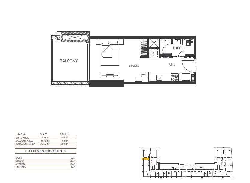 Binghatti Amberhall Studio Layout