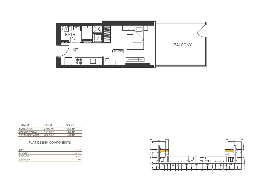 Binghatti Amberhall Studio Layout