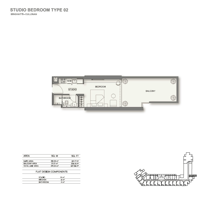 Binghatti Cullinan Studio Layout