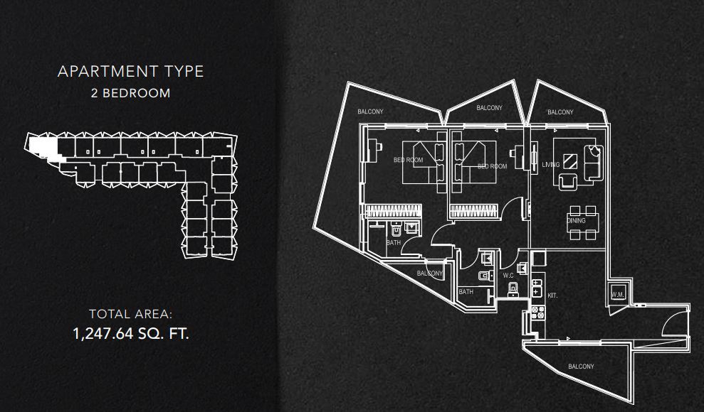 Binghatti Gate 2 Beds Layout