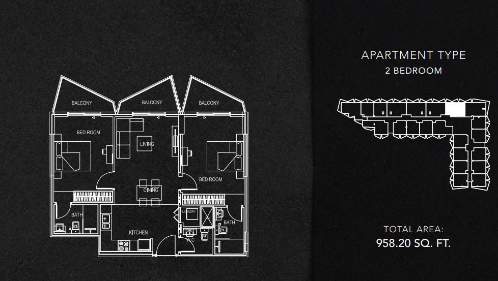 Binghatti Gate 2 Beds Layout