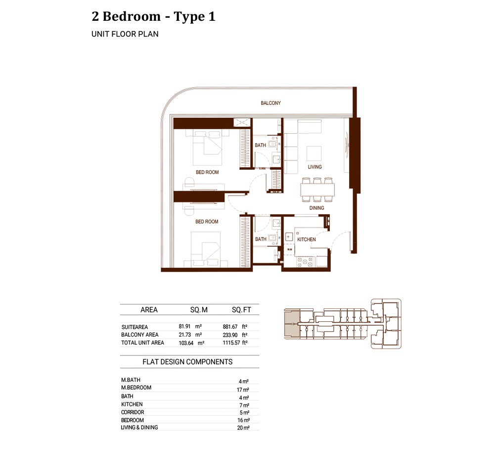 2 Beds 1116 Sq. Ft. Apartment in Binghatti Hillviews