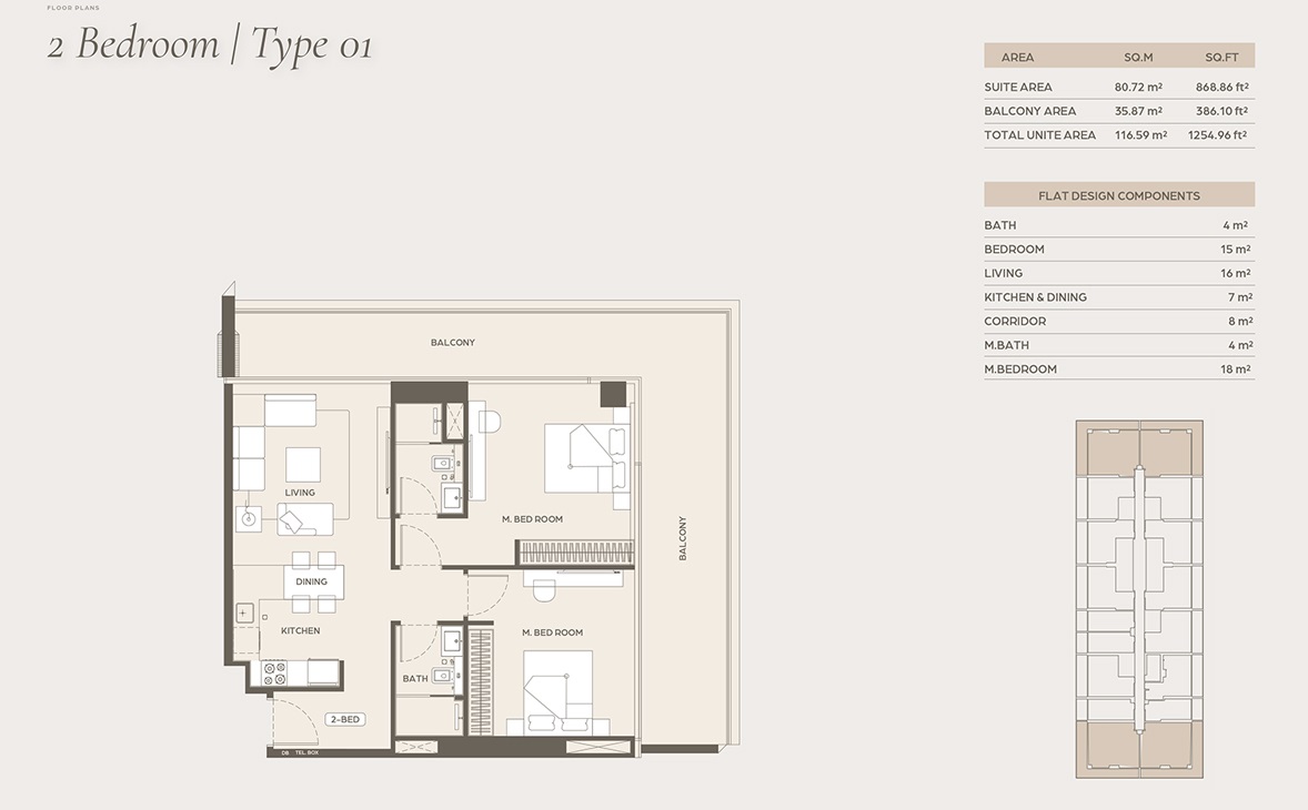 Binghatti Ivory 2 Beds Layout